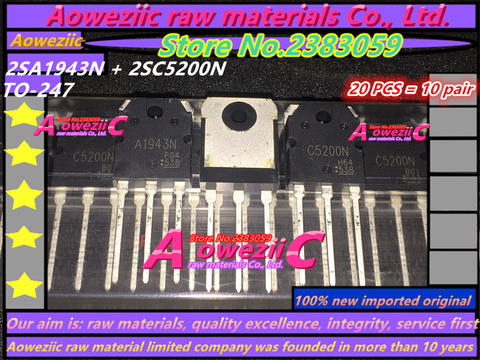 Aoweziic 100% new imported original 2SA1943N  2SC5200N  A1943N C5200N  TO-247 power amplifier pair transistor ( 20 PCS =10pair ) ► Photo 1/3