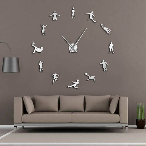 Football Players Contemporary DIY Oversized Wall Clock Soccer Game Large Clock Watch Kids Football Fans Living Room Wall Decor ► Photo 1/6