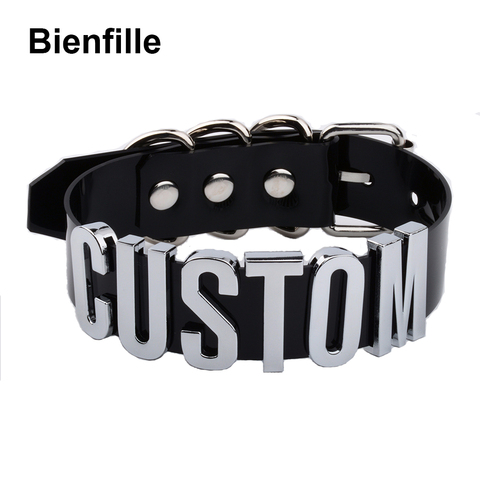 Customized PVC Choker Collar Necklace Custom Personalized Name Choker Cosplay Choose Letters Necklace Women ► Photo 1/6