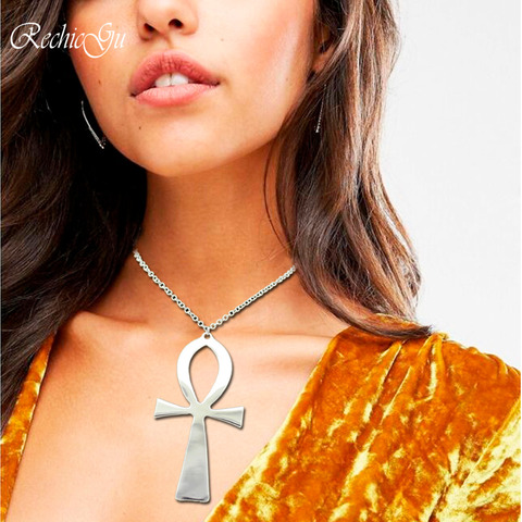 Vintage Egyptian Life Big Ankh Cross Pendant Long Chain Sweater Statement Choker Colar kolye Anime Necklace Jewelry ► Photo 1/6