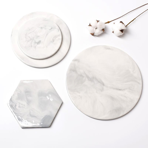 Marble Cheese Cutting Boards Decorative Pastry Plate Serving Tray Chopper Chopping Coaster Mad Pad Gray Large Round Rectangle ► Photo 1/6
