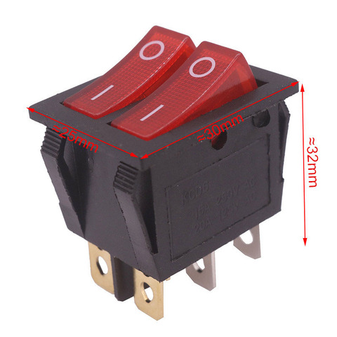 2 Pcs 30*25*32mm Rocker Switch 6 Plugs Double Row Switch 15A 250V AC / 20A 125V AC Ac Industrial Electrical Accessories ► Photo 1/6