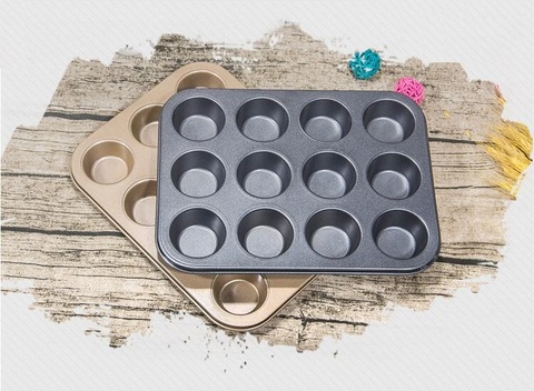 12 Cups DIY Cake Baking Tools Steel Cupcake Mold Egg Tart Baking Tray Muffin Cake Mould 25X19cm ► Photo 1/1