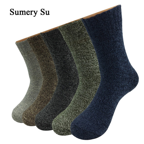 5 Pairs/Lot Wool Socks Men Winter Warm Cashmere Comfortable Long Crew Casual Bohemian Sock Male Gift for Husband Father 4 Styles ► Photo 1/6