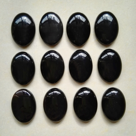 Wholesale 25x18MM Nature Stone Black Onyx cabochon for jewelry making beads cab cabochon stone 12Pcs/lot Free shipping no hole ► Photo 1/6