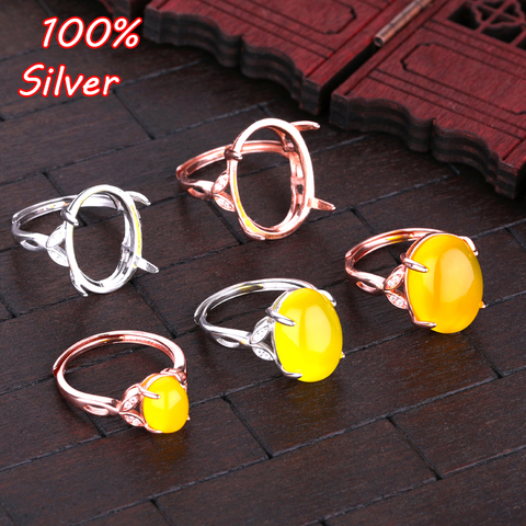 925 Silver Color Adjustable Blank Ring Base Fit 7*9/10*14/12*16/13*18/15*20mm Glass Cabochons Cameo Settings Diy Jewelry Making ► Photo 1/5
