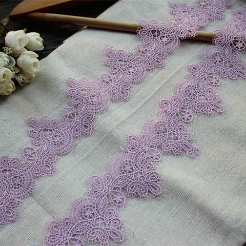 Exquisite Purple embroidery fabric lace ribbon DIY sewing curtain clothes collar trims craft decoration guipure supplies 189A4 ► Photo 1/5