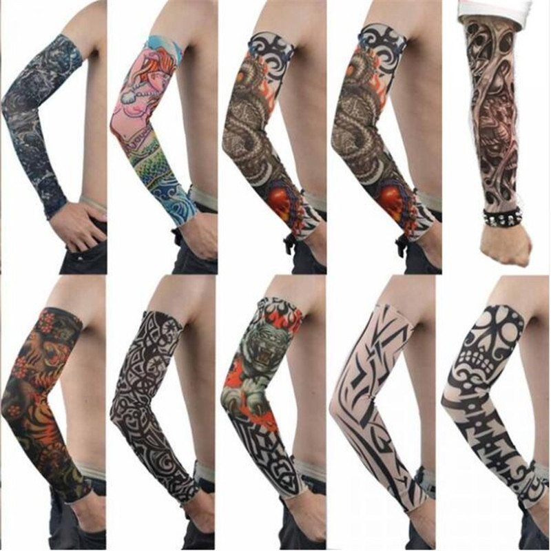 1-10 Pc Tattoo Cooling Sleeves Fake Temporary Arm Stockings UV Sun For Women Men 