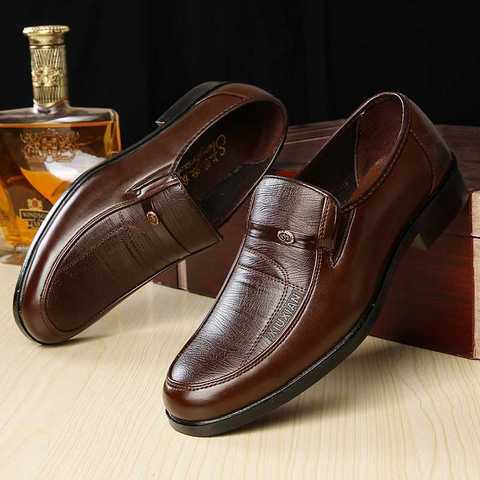Mazefeng New Fashion 2022 Spring Autumn Men Dress Shoes Business Male Leather Shoes Solid Color Men Work Shoes Slip-on Round Toe ► Photo 1/5