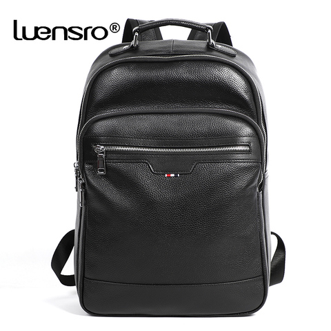 2022 New Backpack Men Genuine Leather Rucksack Fashion Schoolbag For Teenager Boys Travel Bag Male Laptop Backpack Leather Bags ► Photo 1/6