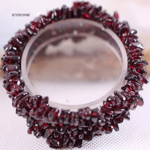 Free Shipping Fashion Jewelry Stretch Chip beads Weave Red Natural Garnet Bracelet 7