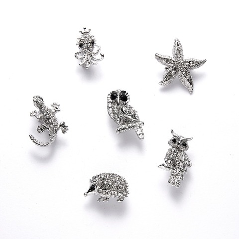 Lovely Crystal Rhinestone Animal Brooch Owl Hedgehog Starfish Octopus Clothes Pin For Women Jewelry Alloy Brooch ► Photo 1/6