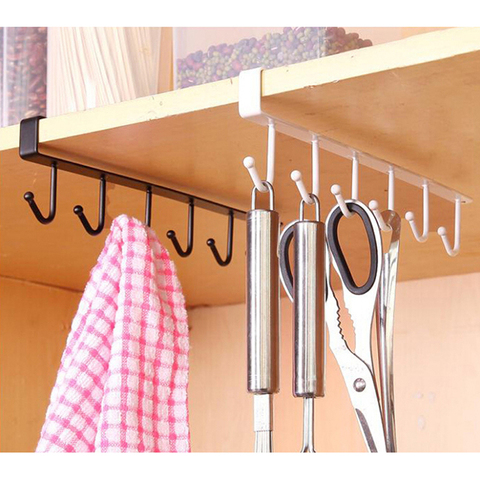 6Hooks Cup Holder Hanging Kitchen Cupboard Storage Rack Cupboard