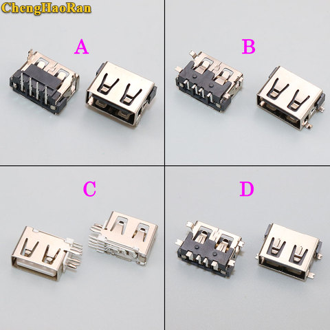 ChengHaoRan 5pcs SMD USB Type A Female jack 4PIN AF 10.0 PCB Mount Socket Connector Black Flat Edge DIY Repair Phone Toy Parts ► Photo 1/1