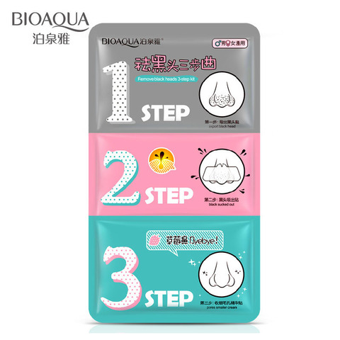 BIOAQUA Face Care Nose Mask Remove Blackhead Acne Remover Clear Beauty Clean Cosmetic 3 Step Kit ► Photo 1/5