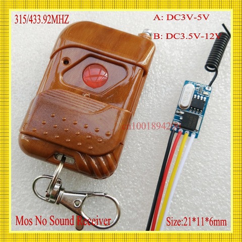 MICRO RF Wireless Remote Control Switch DC3.5-12V 3.7v 5v 6v 7.4v 7.6v 9v Receiver Transmitter Mini Mos No Sound Learning 433 ► Photo 1/6