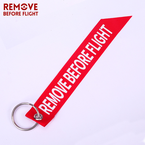 Remove Before Flight Streamer Key Chain Chaveiro Red Print Keychain Ring for Aviation Gifts Key Ring Jewelry Soft Key Fob ► Photo 1/6