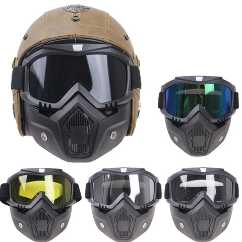 Motorcycle Glasses Motocross Motorbike Moto Goggles Detachable Goggle UV Protection Ski Bike for Halley Open Face Helmet Mask ► Photo 1/6