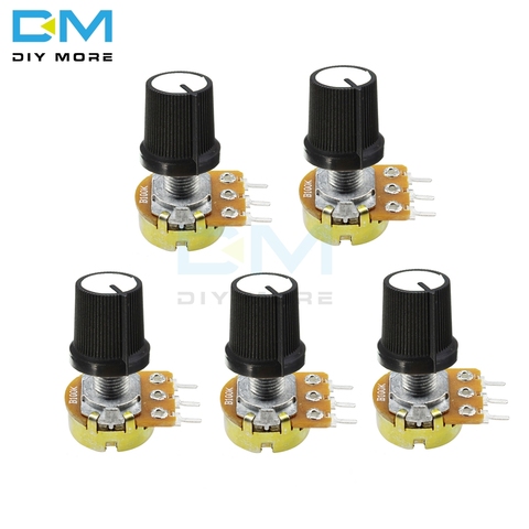 5PCS 3P WH148 Rotary Potentiometer Linear Taper 3 Pin Potentiometer 3PIN With Cap 1K 5K 10K 20K 50K B100K B500K Ohm For Arduino ► Photo 1/6