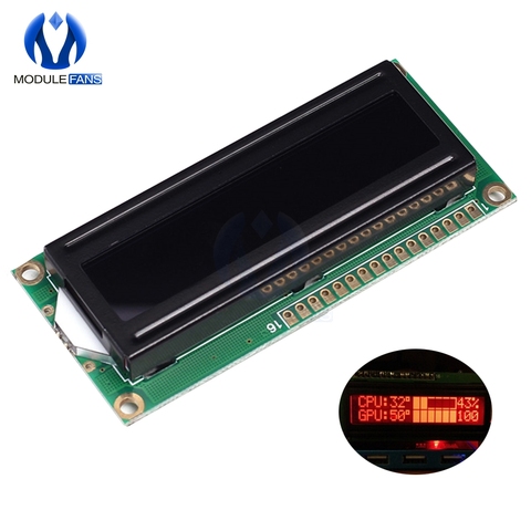 5V Screen Digital LCD 16x2 Red Character Dot Matrix 1602 Red Display Module Black Background Parallel Port Electronic Board ► Photo 1/3