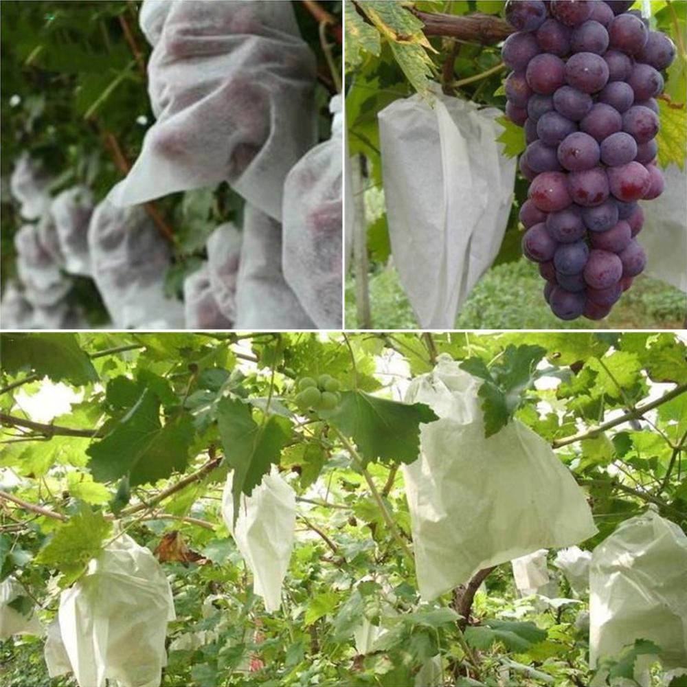 100Pcs Non-woven Grape Bag Vegetable Fruit Protection Pest Bird Control Net Bags 