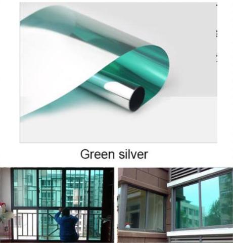 Green Silver Waterproof Window Film One Way Mirror Silver Insulation Stickers UV Rejection Privacy Window Tint Films ► Photo 1/6