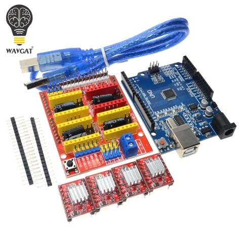 Free shipping! cnc shield v3 engraving machine 3D Printer+ 4pcs A4988 driver expansion board for Arduino UNO R3 with USB cable ► Photo 1/6