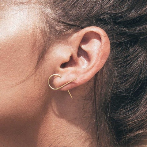 SRCOI Geometric Twist Minimalist Earrings Stud Black Gold Silver Color Infinity Earrings Irregular Wave Line Cross Metal Women ► Photo 1/3