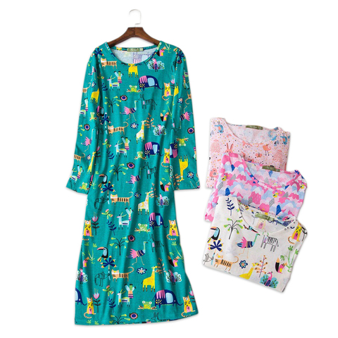 Casual sleepdress women nightwear 100% cotton long-sleeved autumn sleepwear women nightdress long nightgown plus size ► Photo 1/6