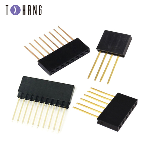 10PCS 4/6/8/10 Pin Header 2.54mm Pitch 4/6/8/10 Long Pin Single Stackable Shield Single Female ► Photo 1/5