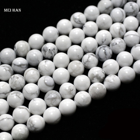 Meihan Free shipping 6mm 8mm 10mm Natural howlite smooth round beads stone for jewelry making design or gift ► Photo 1/2