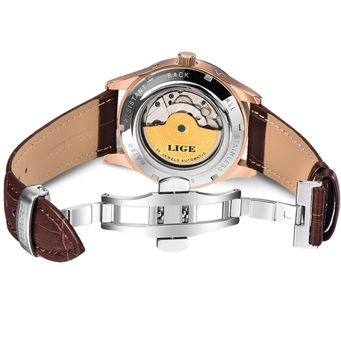 LIGE Brand Men Watches Automatic Mechanical Watch Tourbillon Sport Clock Leather Casual Business Retro Wristwatch Relojes Hombre ► Photo 1/6