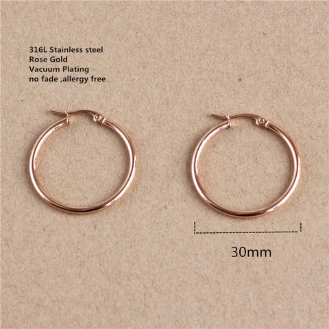 30mm Titanium 316L Stainless Steel Hoop Earrings Rose Gold-color Vacuum Plating No Fade Anti-allergy ► Photo 1/2