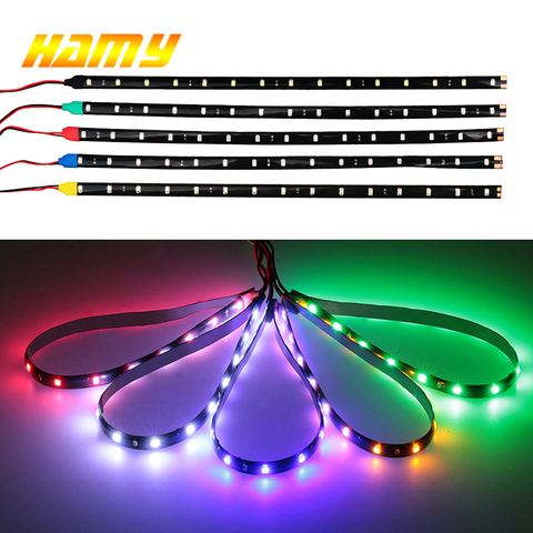 4x 30CM 15LED Car Decorative Flexible LED Strip Super Bright Auto Interior Holiday Atmosphere Lamp Styling RGB Red Blue 12V ► Photo 1/6
