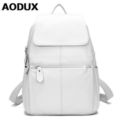 14 Colors 100% Real Genuine Leather Fashion Women's Backpack Girl's Female Top Layer Cow Leather Shopping Casual Backpacks Bag ► Photo 1/6