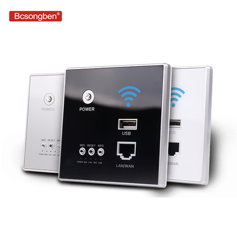 Bcsongben Smart Wireless WIFI repeater extender Wall Embedded 2.4Ghz Router Panel 300M 220V power AP Relay usb Charger socket ► Photo 1/5