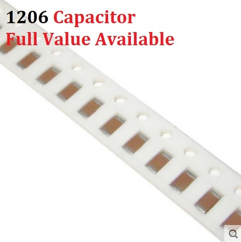 100PCS 1206 SMD capacitor 10P 22P 33P 47P 100P 220P 330P 470P 1NF 2.2NF 50V 102 222 K/M/Z 10/22/33/47/100/220/330/470/PF/UF kit ► Photo 1/1