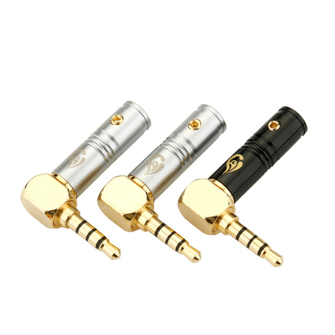 2PCS 3.5mm Jack 90Degree Elbow Audio Plug Adapter For Microphone Headphones Jack 3.5 Connector Welded 6MM Tail Hole 4pole Plug ► Photo 1/6