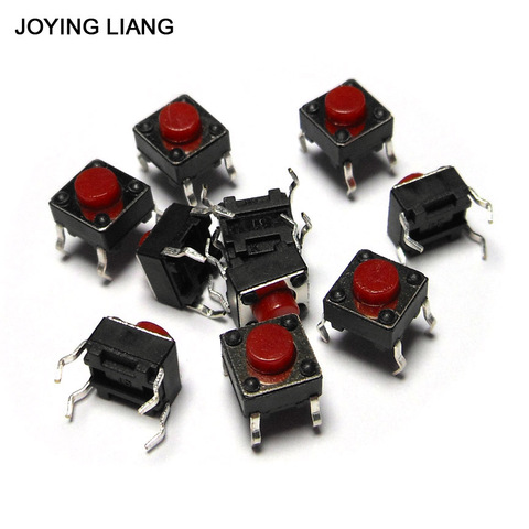 10PCS/Lot 6*6*5MM Black/ Red Small Button Switch Copper Foot Micro Square Push Button Switches Electronic Accessories 6X6X5 ► Photo 1/6