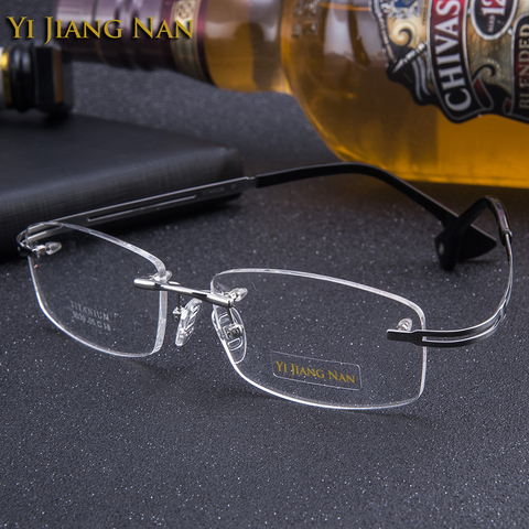 Yi Jiang Nan Brand Glasses Myopia Big Size Optical Glasses Transparent Man's Eyeglasses Rimless Titanium Spectacles for Mens 145 ► Photo 1/1