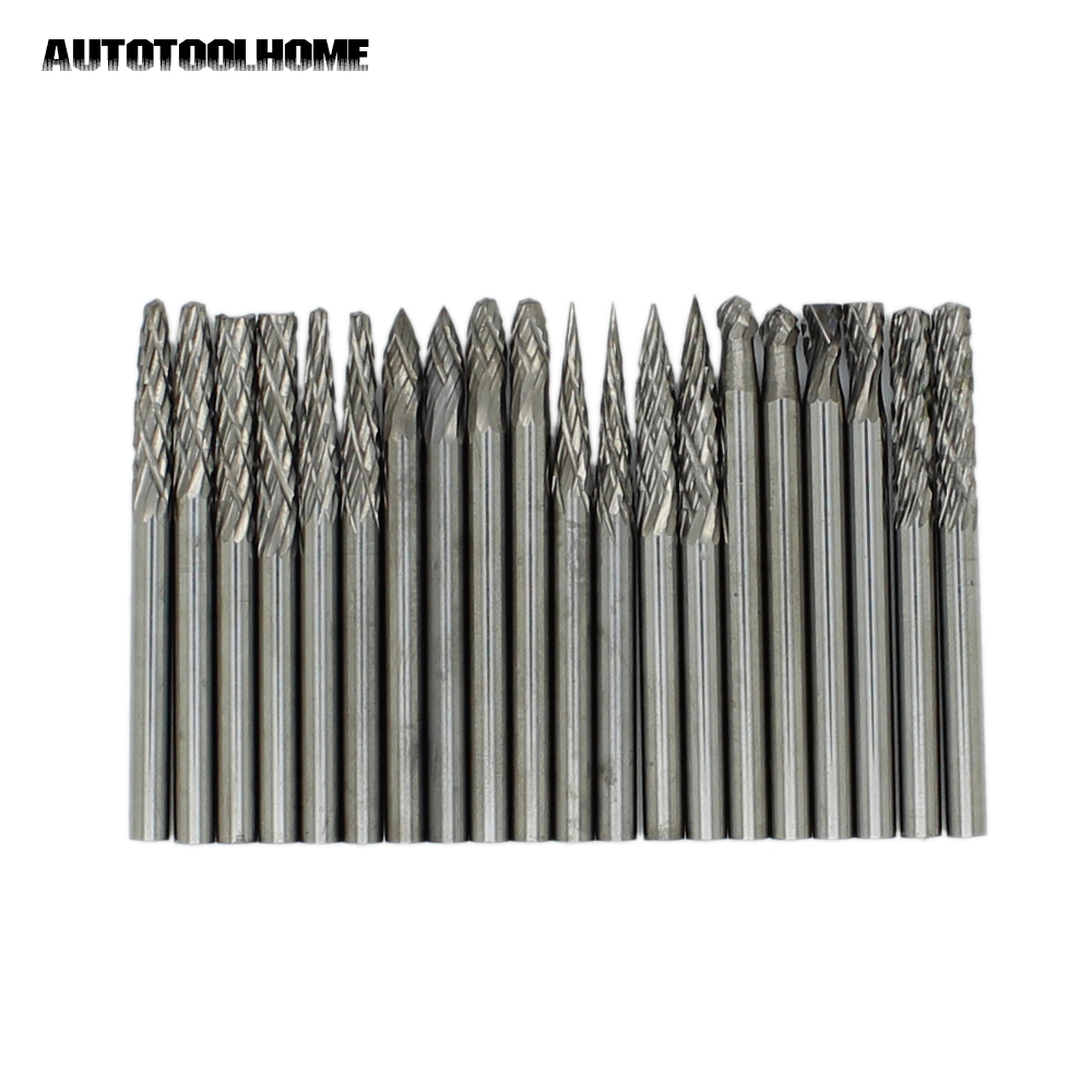 20X Tungsten Steel Solid Carbide Burrs For Dremel Rotary Tool Set Drill Bits 