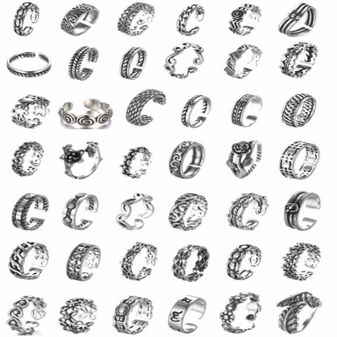 QIAMNI Trendy Women Geometric Twist Flower Ring Sets Vintage Men Knuckle Toe Finger Ring Bohemia Jewelry Bague ► Photo 1/6