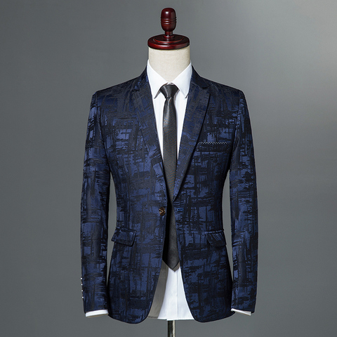 Luxury party prom blazer tuxedo 2022 classic retro slim suit jacket men's single button casual print slim suit jacket size 5XL ► Photo 1/6