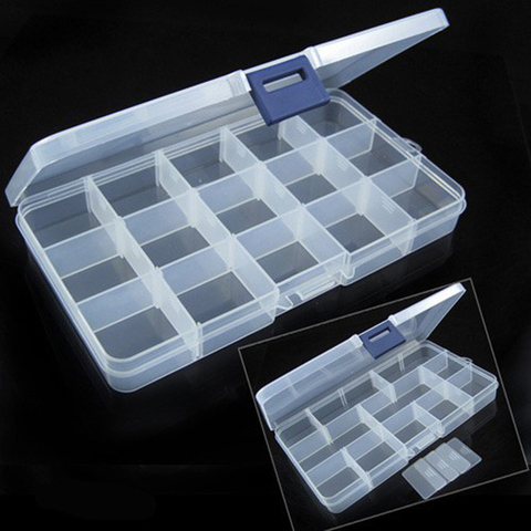 Free Shipping 15 Grid Plastic Adjustable Tool Transparent Jewelry Ring Earrings Box Case Portable Organizer Storage Box Beads ► Photo 1/5