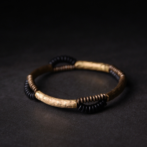 Handcrafted Antique Finish Copper Bracelet Black Wood Ebony Vintage Jewelry For Men Women Bangle Metal Street Wrist Accessories ► Photo 1/6