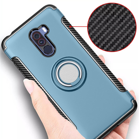 POCOPhone F1 Case Armor Ring Magnetism Holder Shockproof TPU+PC Cases for Xiaomi POCO Phone F 1 Cover Coque For Pocophone F1 ► Photo 1/6