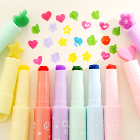 1PCS Cute Candy Color Kawaii Highlighters Pen Creative DIY Stamps Marker Pen School Supplies Office Stationery ► Photo 1/6