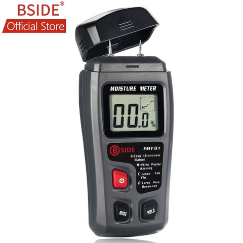 BSIDE EMT01 Two Pins Digital Wood Moisture Meter 0-99.9% Wood Humidity Tester Timber Damp Detector with Large LCD Display ► Photo 1/6