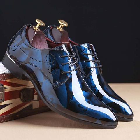 Fashion Patent Leather Men Dress Shoes Men Pointed Toe Formal Shoes Men Wedding Shoes Office Oxford Shoes For Men Footwear ► Photo 1/6