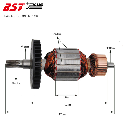 якорь аналог Makita НМ12-03С отбойный молоток 1/30шт  ROTOR/ARMATURE FOR MAKITA 1203 ELECTRIC BRE ► Photo 1/4